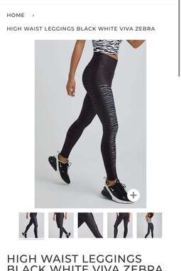 WITH NWT Reversible HIGH WAIST LEGGINGS BLACK WHITE VIVA ZEBRA, Sz S